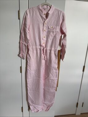 Alex Mill Light Pink 100% linen Long-Sleeve One-Piece Junpsuit